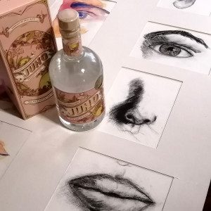 Watercolour and Charcoal2 - Gin paired